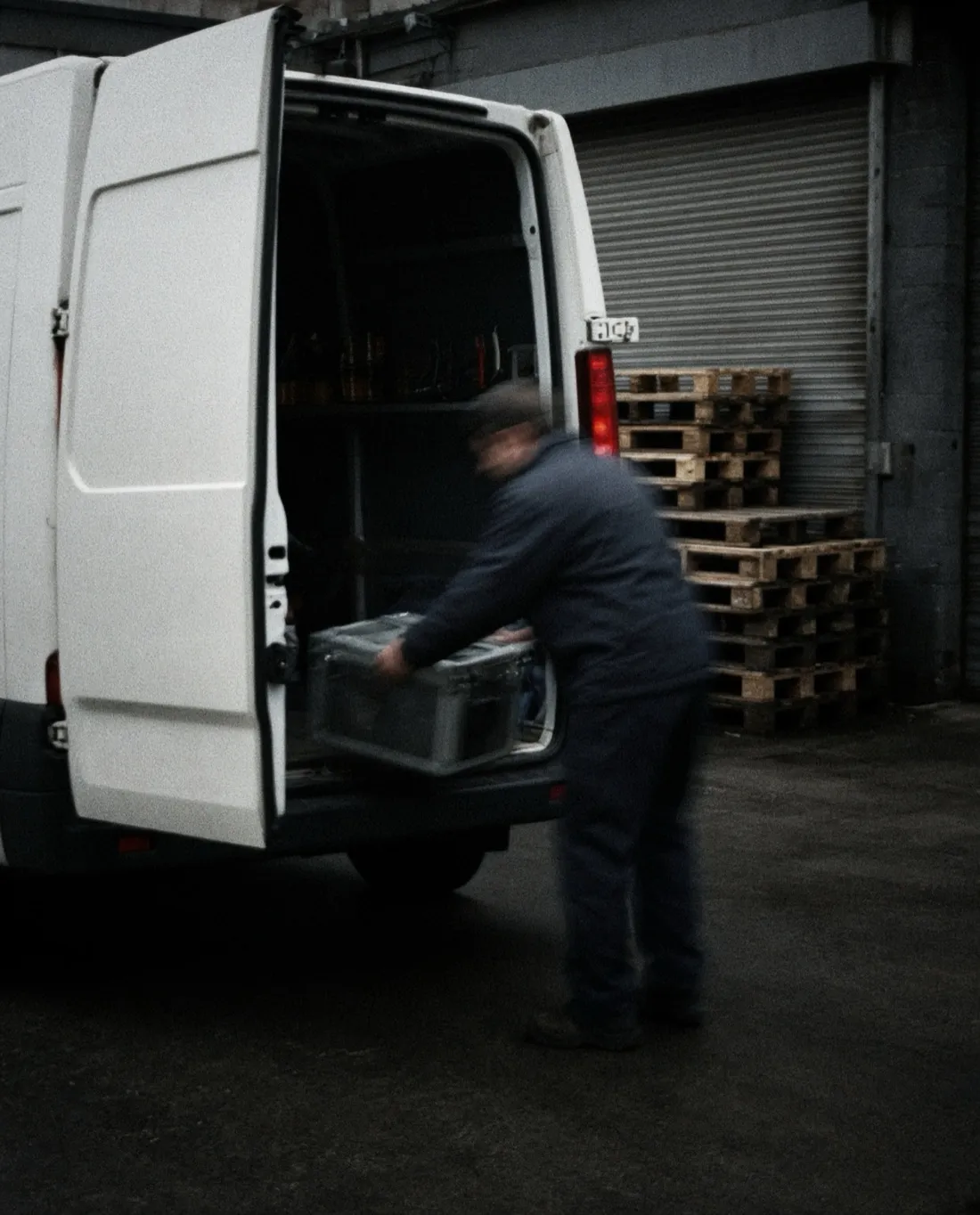 B2B services: people at work, photographed on a slow shutter.
